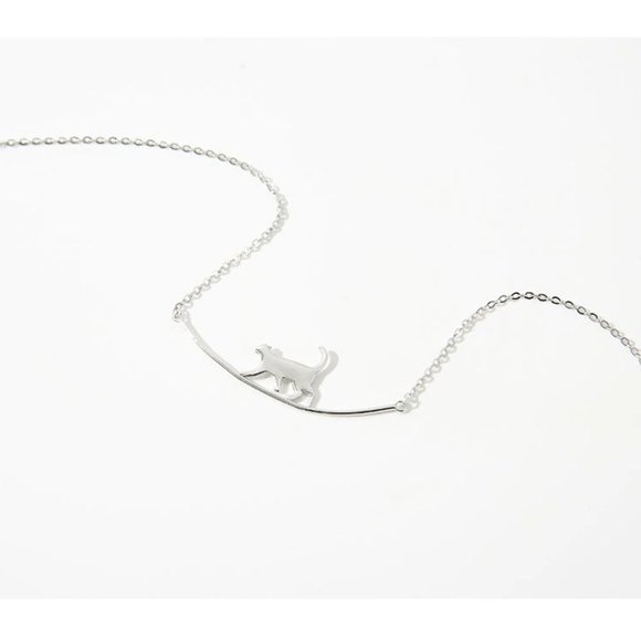 *NEW 925 Sterling Silver Cute Cat Bar Necklace - Picture 9 of 11